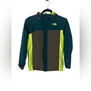 The North Face Kids' Teal and Lime Raincoat Sz/M-10/12
